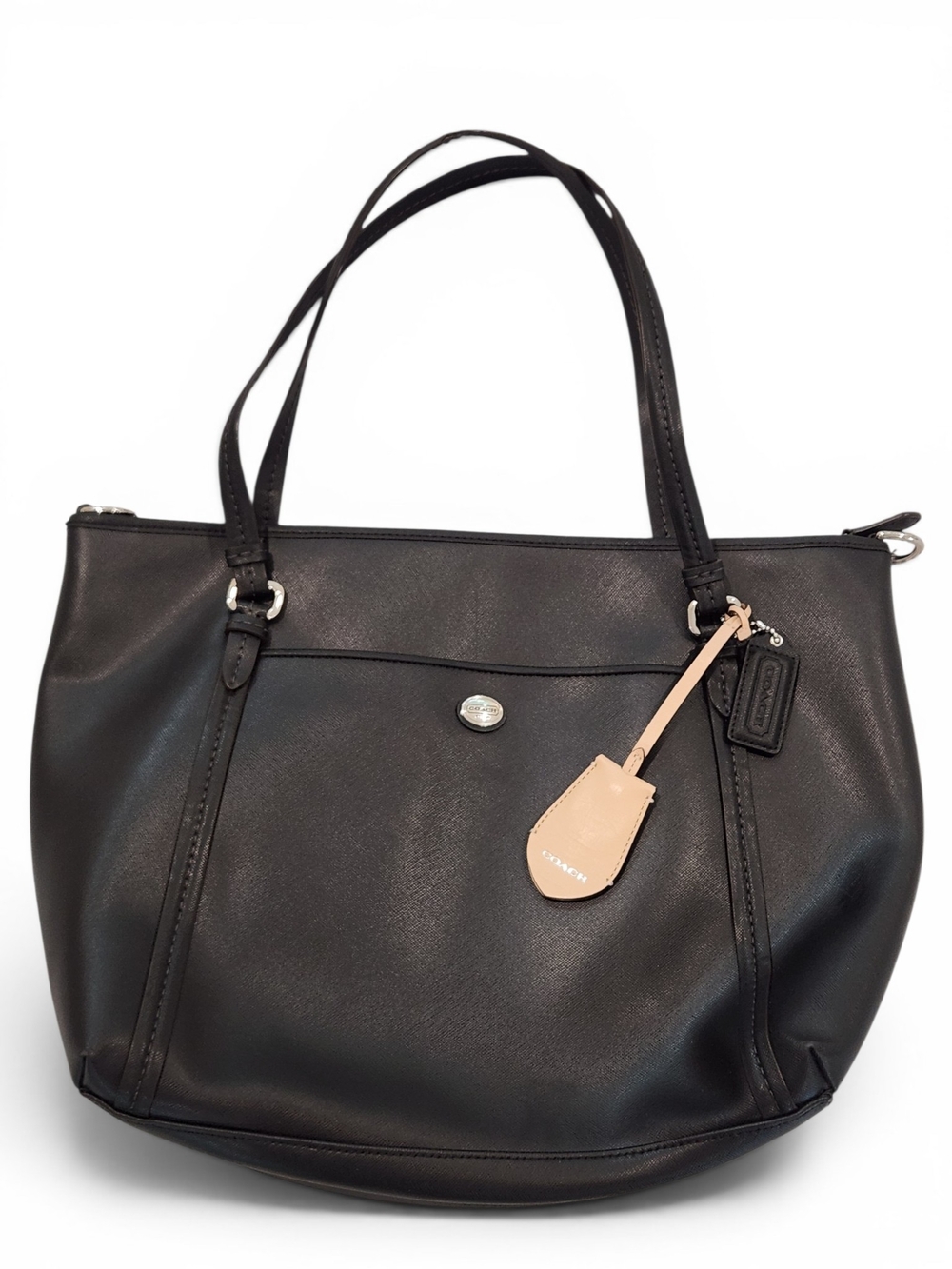 Coach Black Tote with Beige Leather Tag